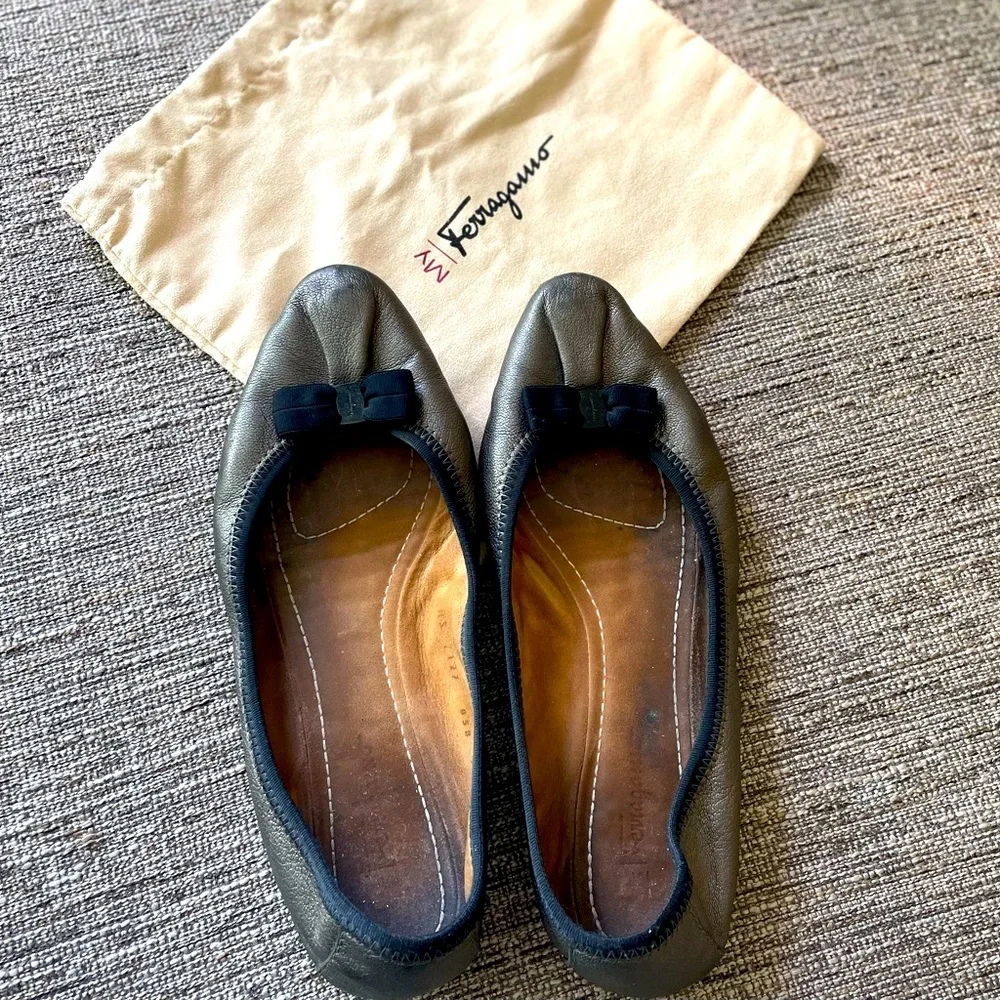 Salvatore Ferragamo My Joy bronze ballet flats. - Picture 1 of 6